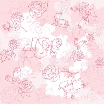 Vector seamless pattern with roses Stock Illustration