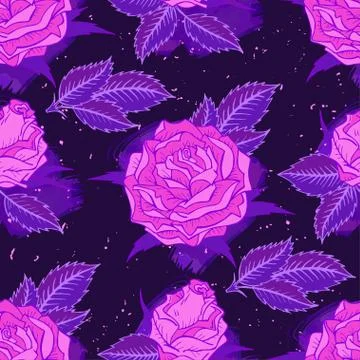 Vector seamless pattern with roses. Stock Illustration