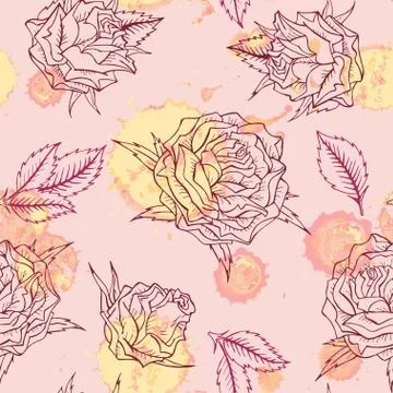 Vector seamless pattern with roses. Stock Illustration