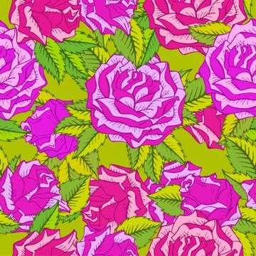 Vector seamless pattern with roses. Stock Illustration