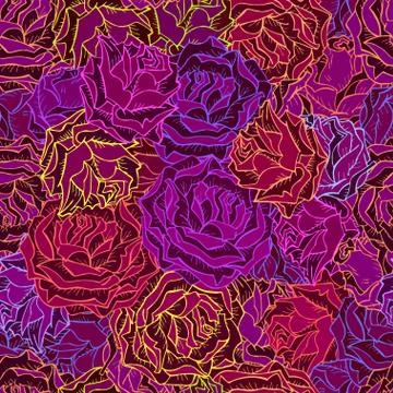 Vector seamless pattern with roses. Stock Illustration