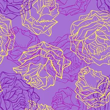 Vector seamless pattern with roses. Stock Illustration