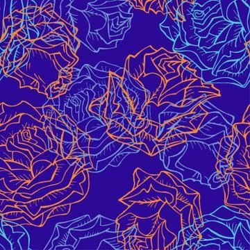 Vector seamless pattern with roses. Stock Illustration