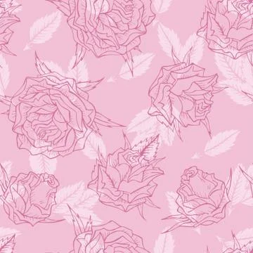 Vector seamless pattern with roses. Stock Illustration