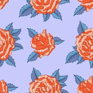 Vector seamless pattern with roses. Stock Illustration