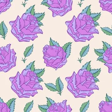 Vector seamless pattern with roses. Stock Illustration
