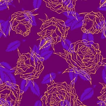 Vector seamless pattern with roses. Stock Illustration