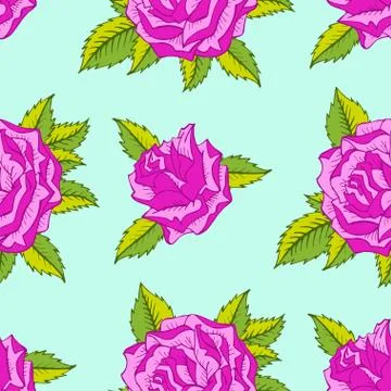 Vector seamless pattern with roses. Stock Illustration