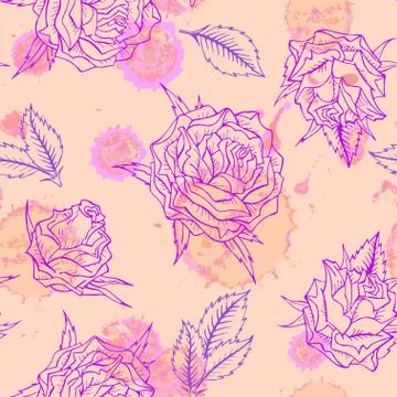Vector seamless pattern with roses. Stock Illustration
