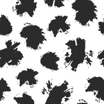 Vector seamless pattern with rough ink scattered spots on white background. S Stock Illustration