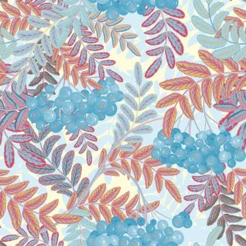 Vector seamless pattern. Rowanberries background Ilustração Stock