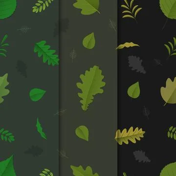 Vector seamless pattern with rows of leaves of different trees. Illustrazione stock