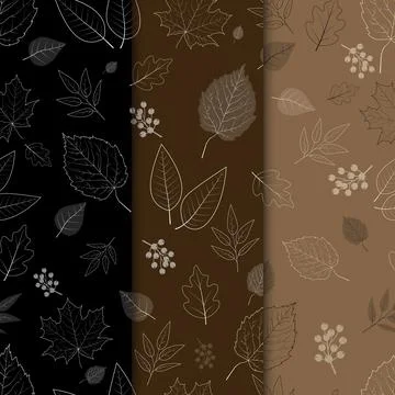 Vector seamless pattern with rows of leaves of different trees. Illustrazione stock