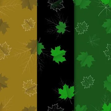 Vector seamless pattern with rows of leaves of different trees. イラスト素材