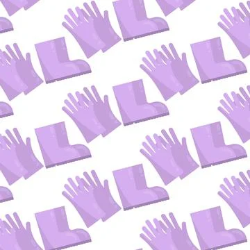 Vector seamless pattern with rubber boots and gloves Stock Illustration
