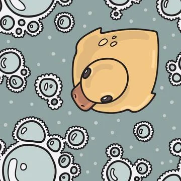 Vector seamless pattern with rubber duck. Stock Illustration