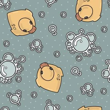 Vector seamless pattern with rubber duck. Stock Illustration