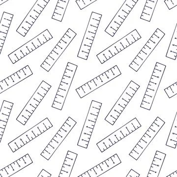 Vector seamless pattern with ruler for school. Hand drawn line element. Stock Illustration