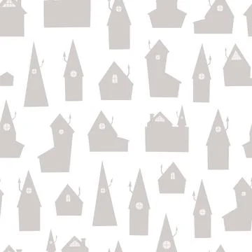 Vector seamless pattern with rural houses. Background for walpaper, wrap, fabric Stock Illustration