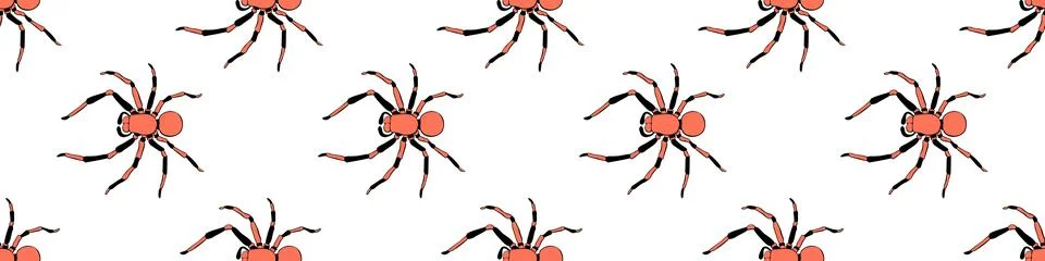 Vector seamless pattern of russet spiders in doodle flat style. Color backg.. Stock Illustration