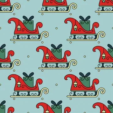 Vector seamless pattern with Santa s sleigh Stock Illustration