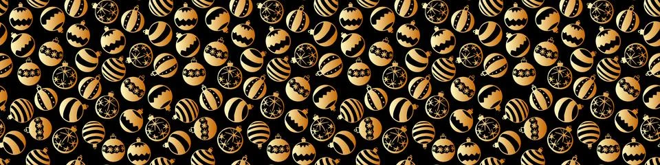 Vector seamless pattern of scattered golden Christmas tree balls in doodle fl Illustrazione stock