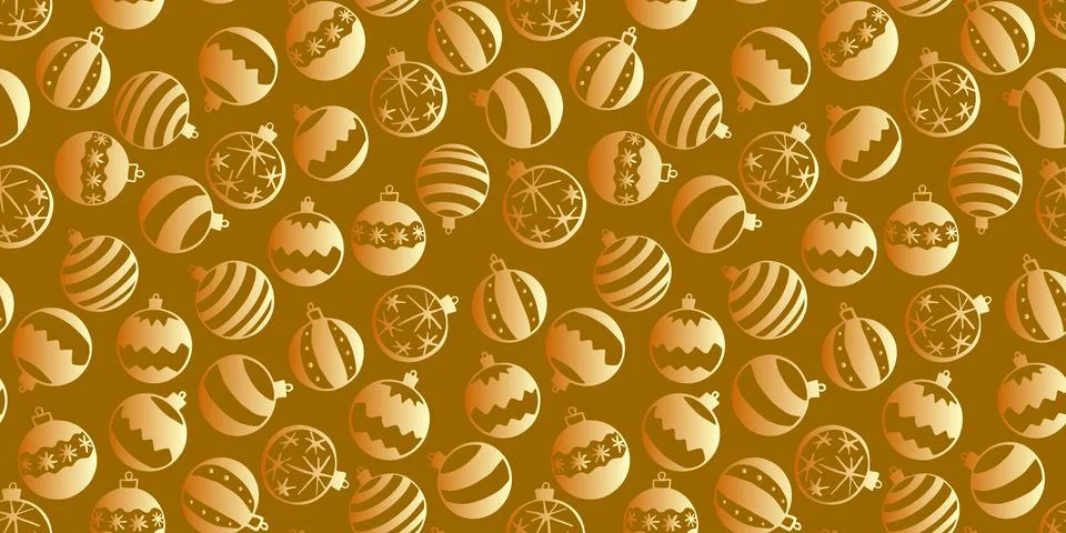 Vector seamless pattern of scattered golden Christmas tree balls in doodle fl Illustrazione stock