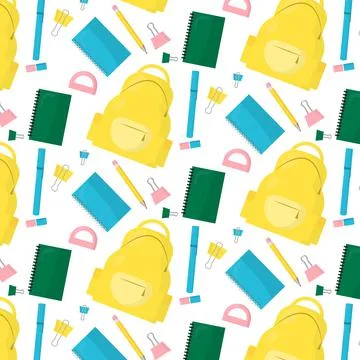 Vector seamless pattern of school supplies Stock Illustration