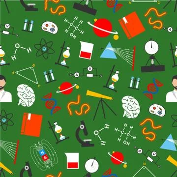 Vector seamless pattern of science or study items 스톡 일러스트