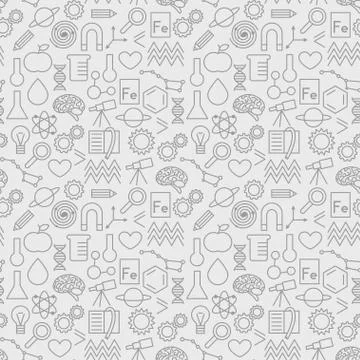 Vector seamless pattern with scienceicons, education background Stock Illustration