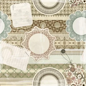 Vector  seamless pattern with scrapbook elements Illustrazione stock