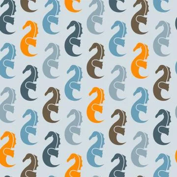 Vector seamless pattern with sea horses Illustrazione stock