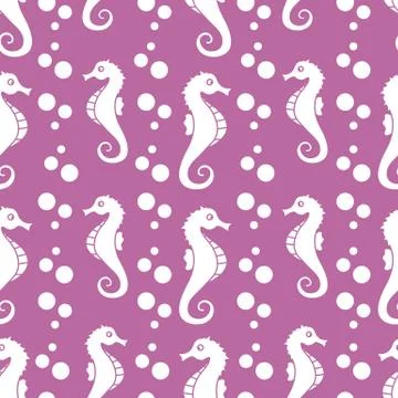 Vector seamless pattern with sea horses, bubbles Illustrazione stock