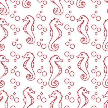 Vector seamless pattern with sea horses, bubbles Illustrazione stock