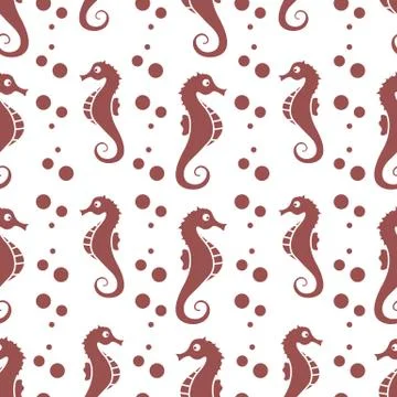 Vector seamless pattern with sea horses, bubbles イラスト素材