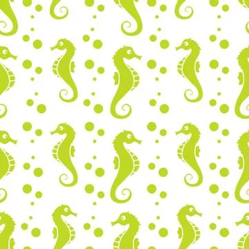 Vector seamless pattern with sea horses, bubbles Illustrazione stock