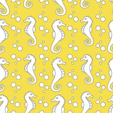 Vector seamless pattern with sea horses, bubbles Illustrazione stock