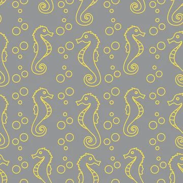 Vector seamless pattern with sea horses, bubbles Illustrazione stock