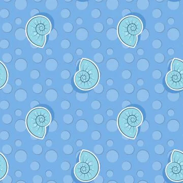 Vector seamless pattern with sea shells. Pattern for children Illustrazione stock