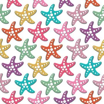Vector seamless pattern with sea stars Stock Illustration