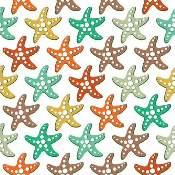 Vector seamless pattern with sea stars Illustrazione stock
