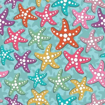 Vector seamless pattern with sea stars Stock Illustration