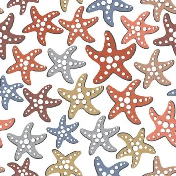 Vector seamless pattern with sea stars Stock Illustration