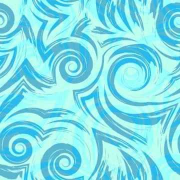 Vector seamless pattern of sea waves swirls curls blue turquoise texture for イラスト素材