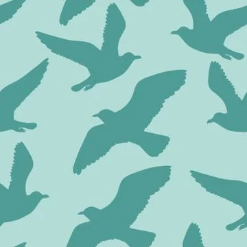 Vector seamless pattern with seagulls Stock Illustration