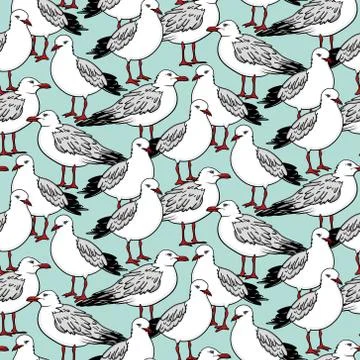 Vector seamless pattern with seagulls 스톡 일러스트