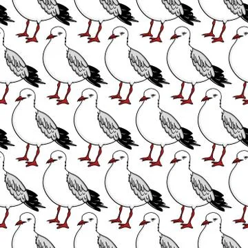 Vector seamless pattern with seagulls Stock Illustration