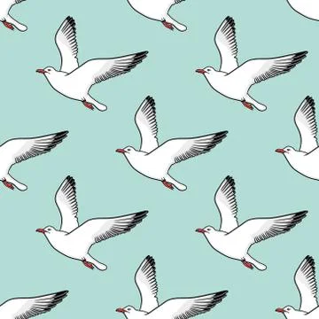 Vector seamless pattern with seagulls Illustrazione stock