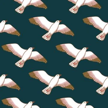 Vector seamless pattern with seagulls 스톡 일러스트