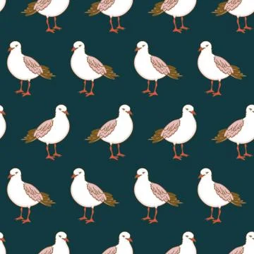 Vector seamless pattern with seagulls 스톡 일러스트